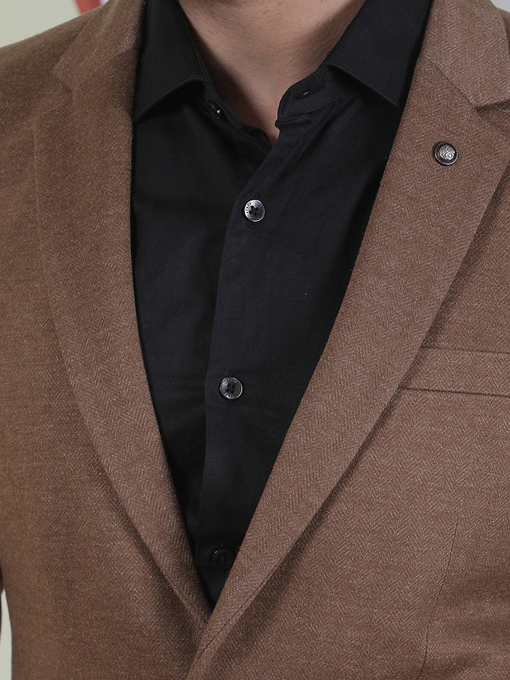 Brown Notch Lapel Blazer