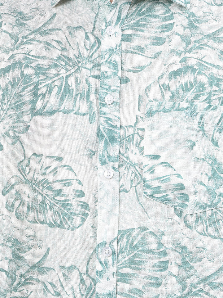 Green Floral Print Kurta-Men Kurtas-Crimsoune Club