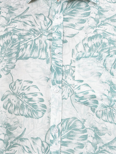 Green Floral Print Kurta-Men Kurtas-Crimsoune Club