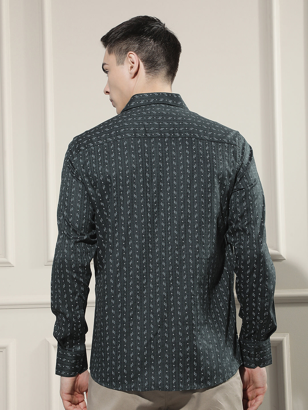 Green Micro Print Shirt