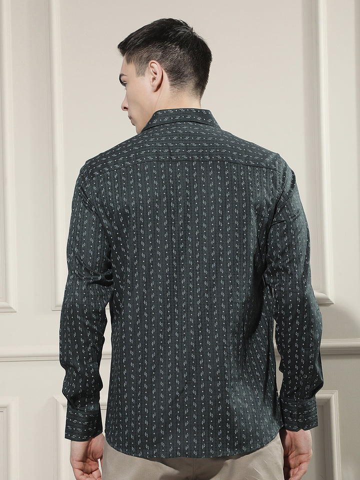 Green Micro Print Shirt