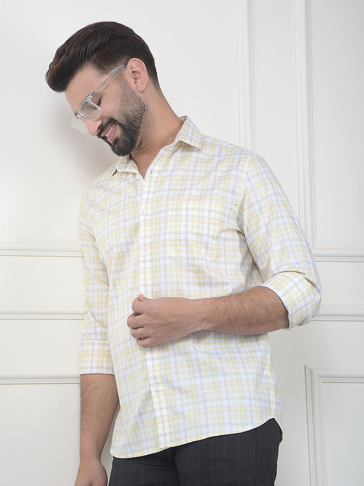 Yellow Checked 100% Cotton Shirt