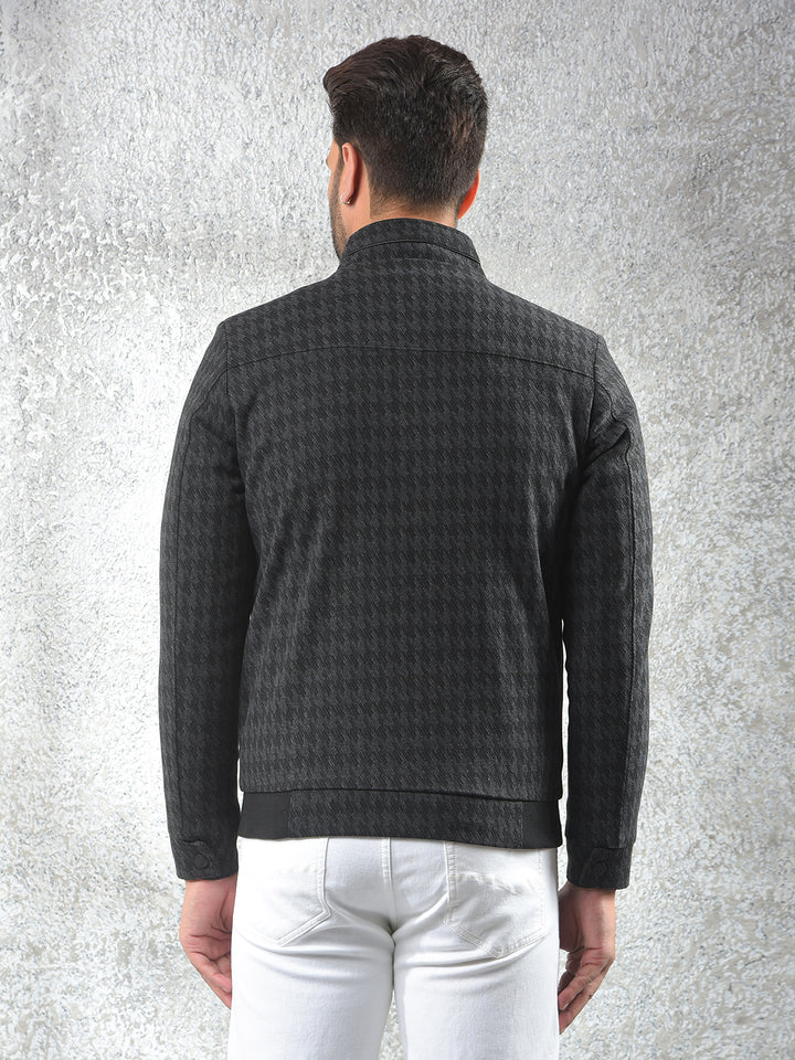Black Jacquard Puffer Jacket
