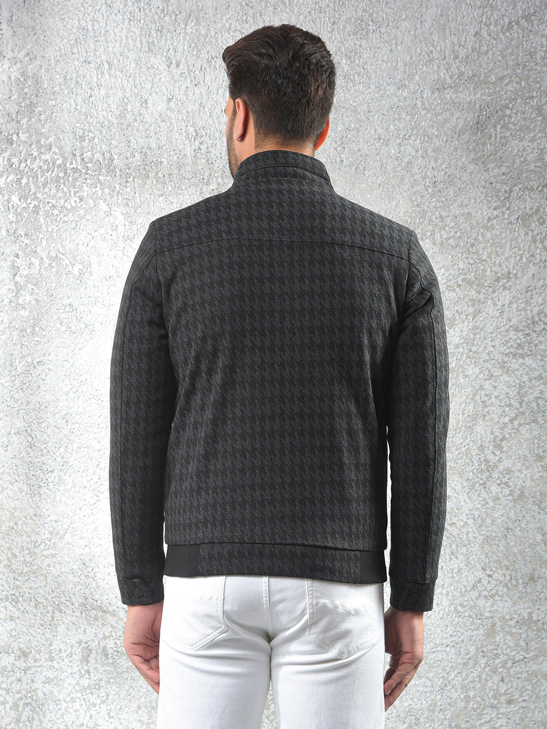 Black Jacquard Puffer Jacket