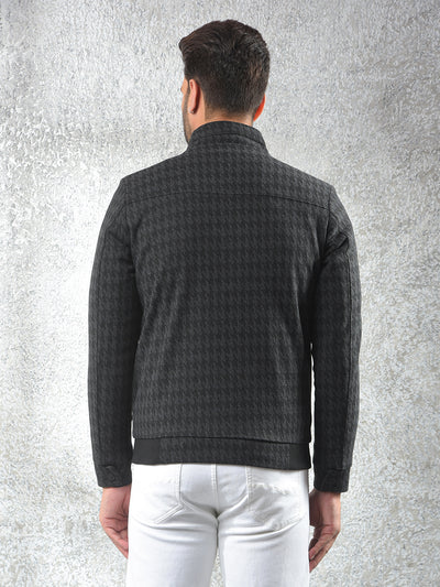 Black Jacquard Puffer Jacket