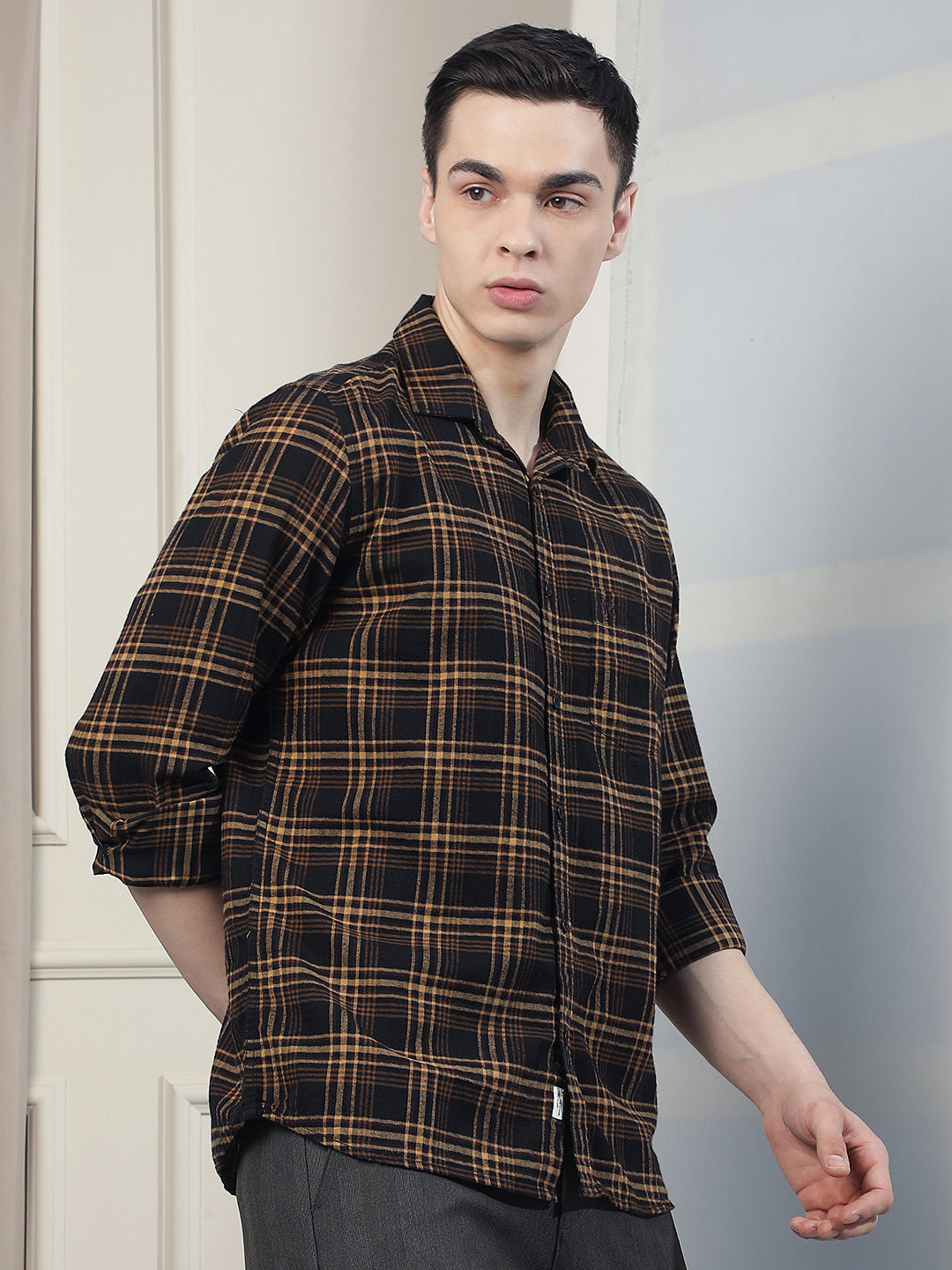Black Checked 100% Cotton Shirt