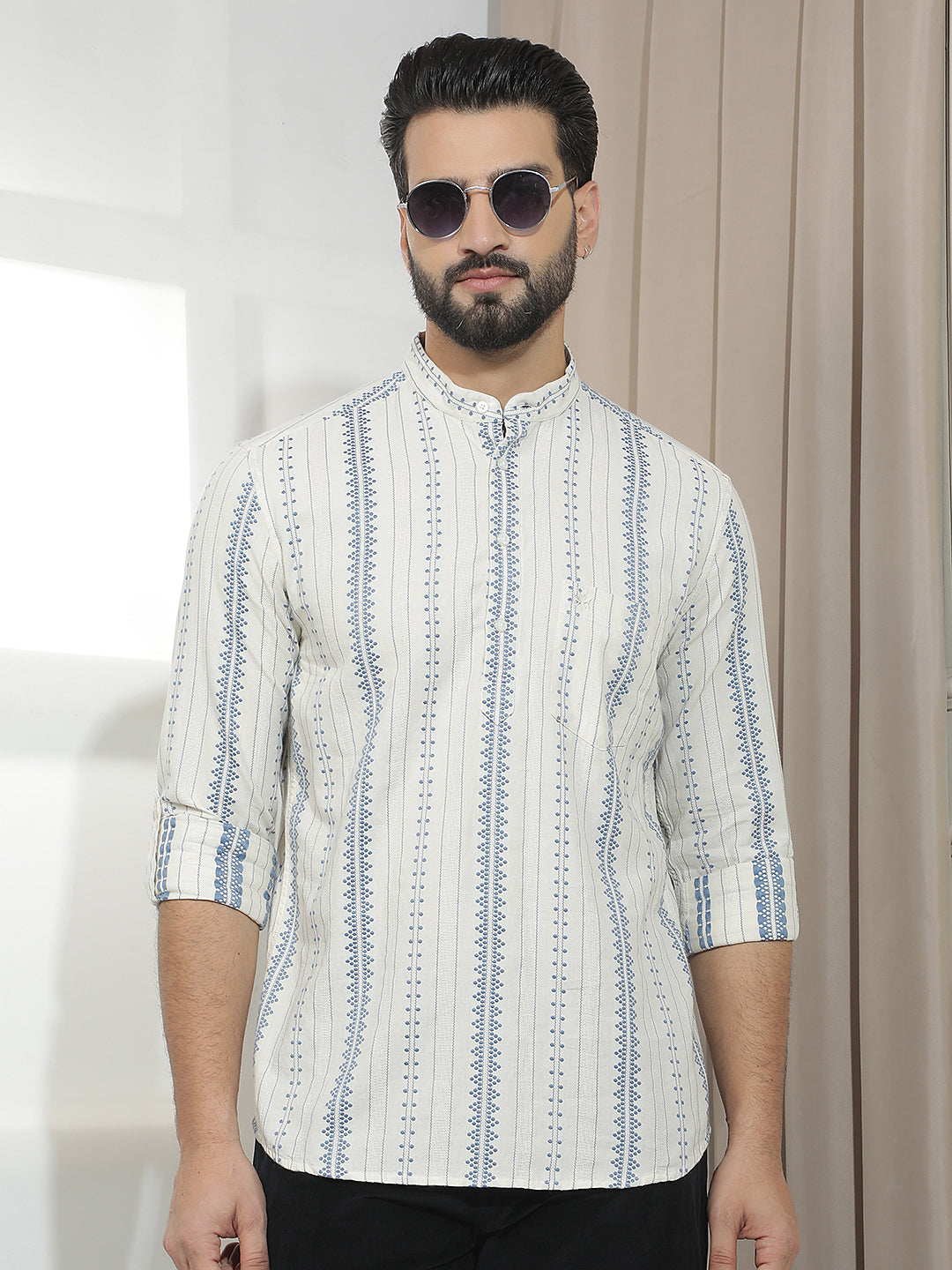 Blue Verical Stripes Shirt