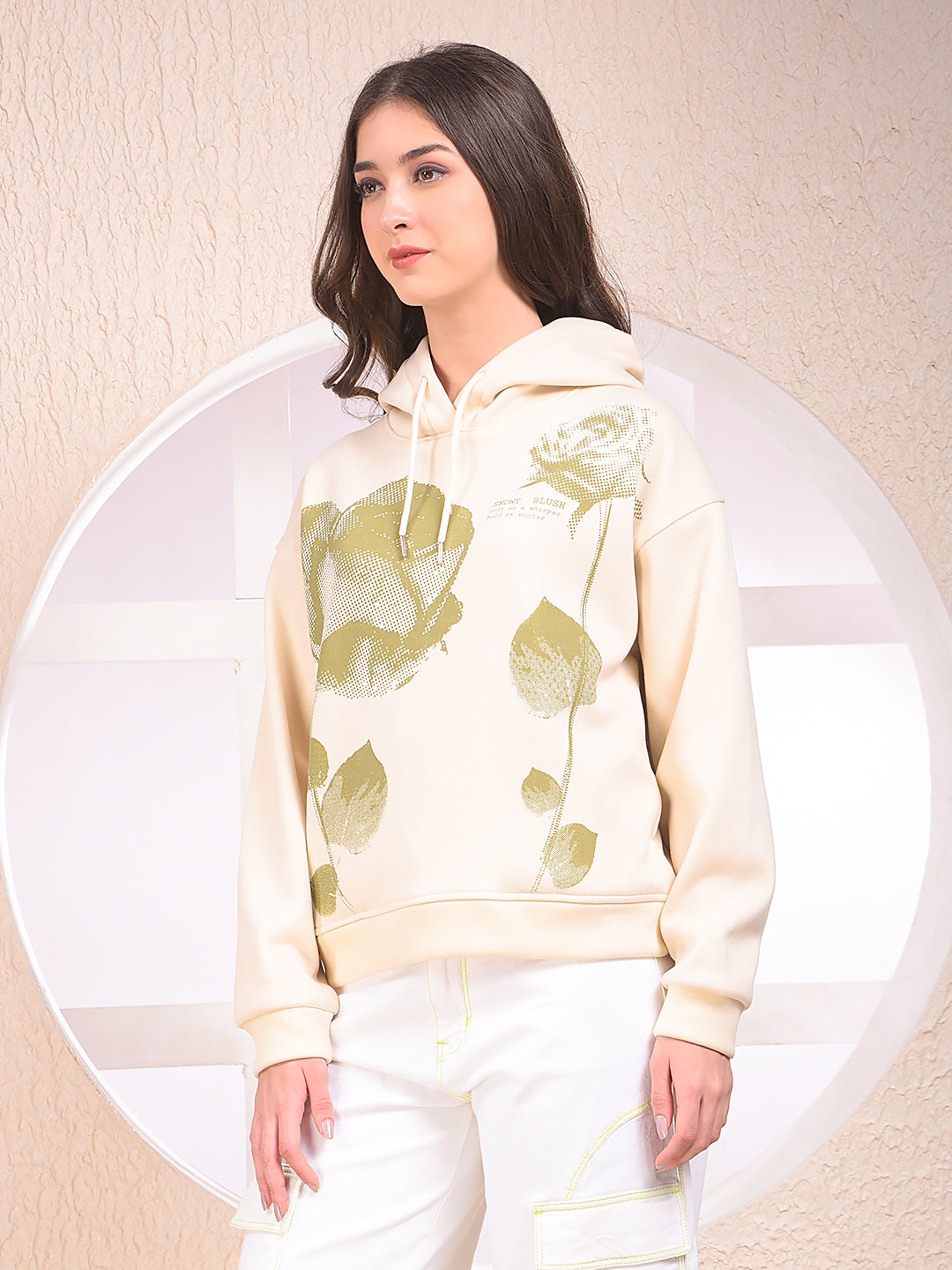 Green Graphic Print Hooded Neck Sweatshirt