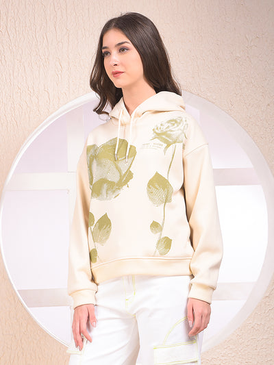 Green Graphic Print Hooded Neck Sweatshirt