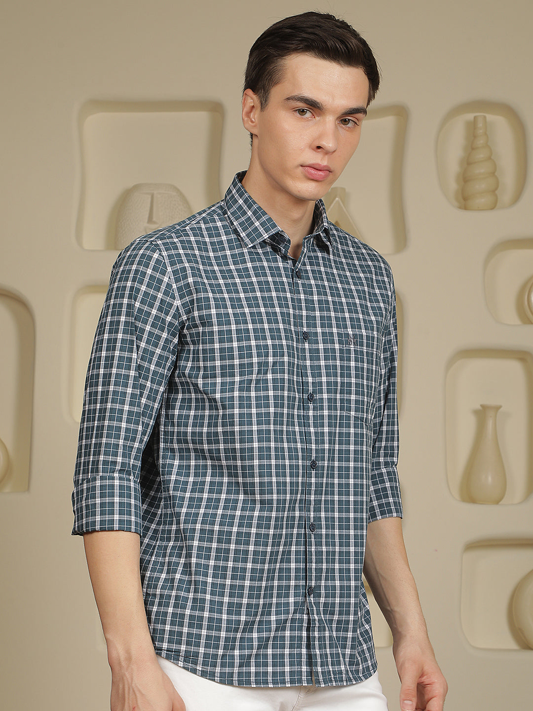 Blue Checked 100% Cotton Shirt
