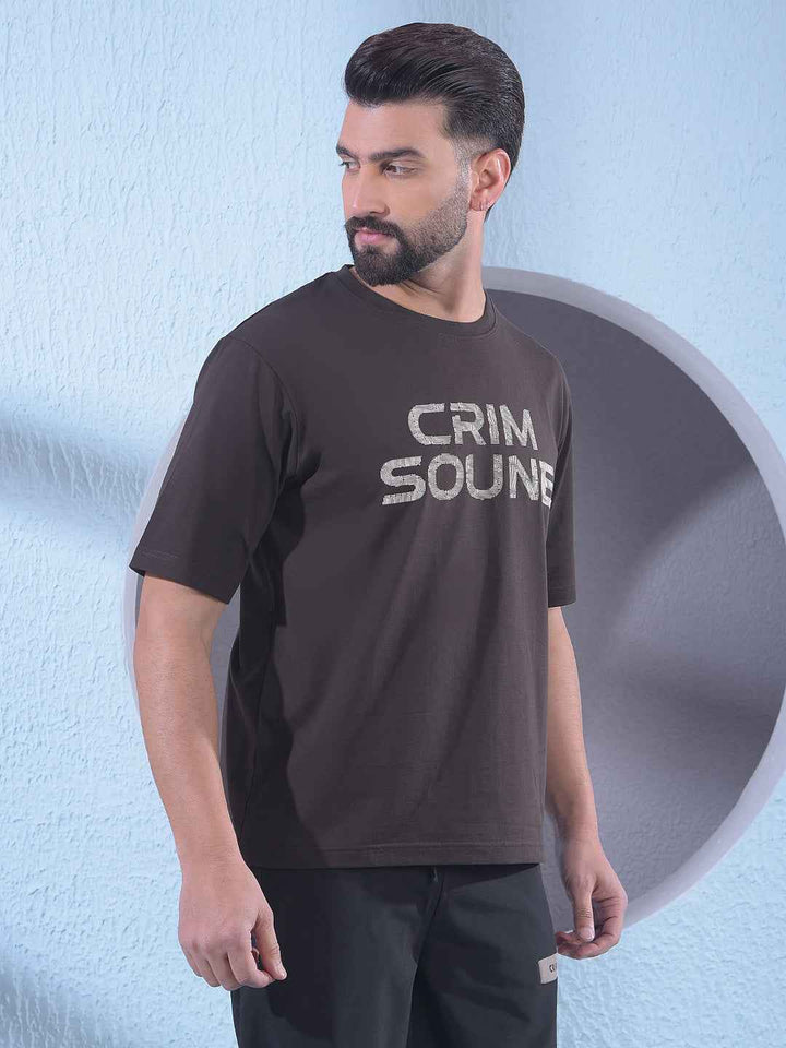 Brown Typographic Print T-Shirt