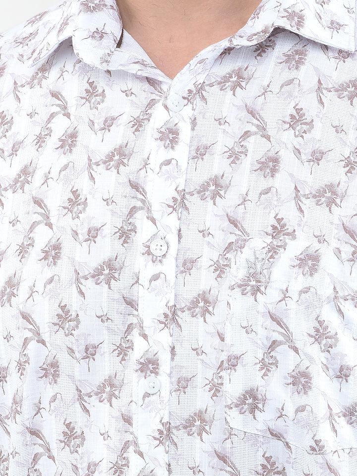 Brown Floral Print Shirt
