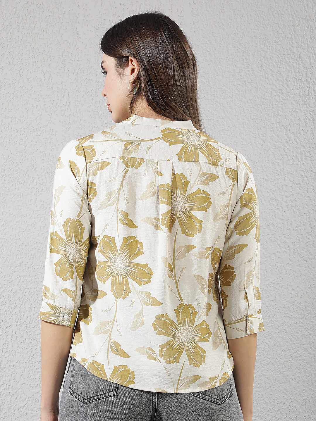 Olive Floral Print Top