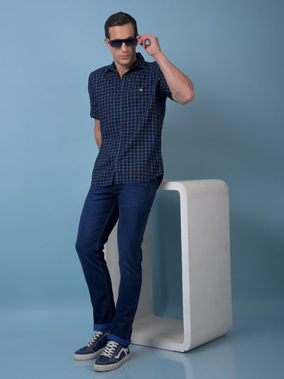Blue Checked 100% Cotton Shirt