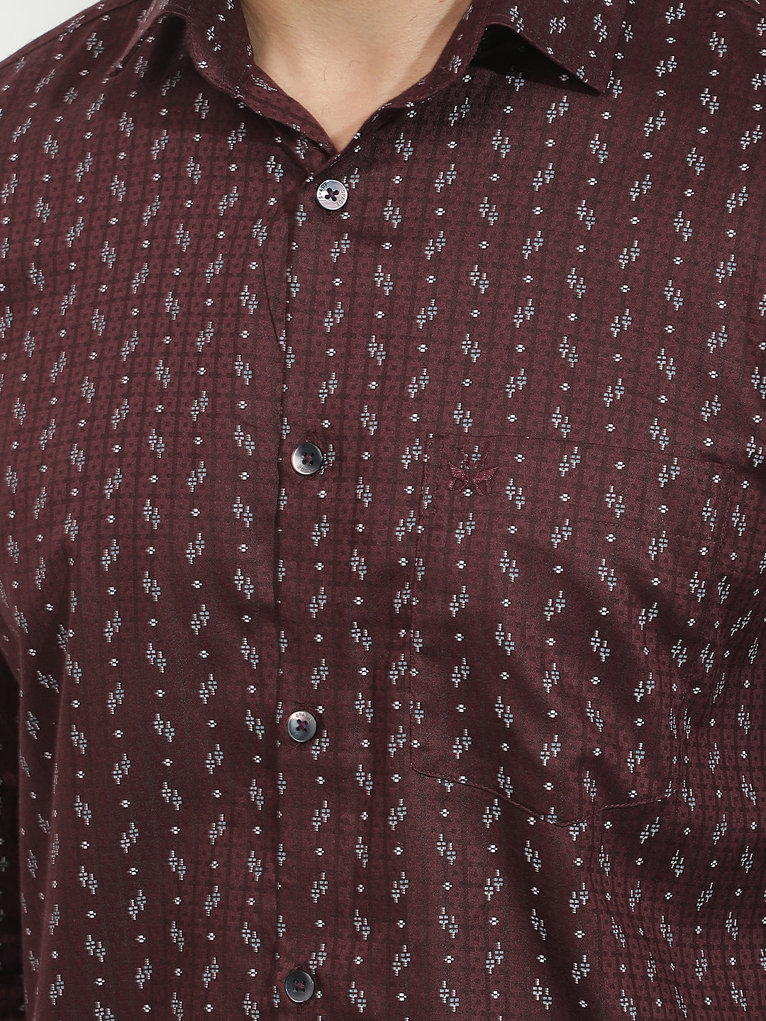 Luxe Crimson Maroon Printed Shirt