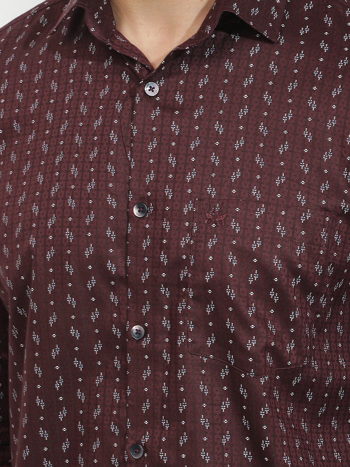 Luxe Crimson Maroon Printed Shirt