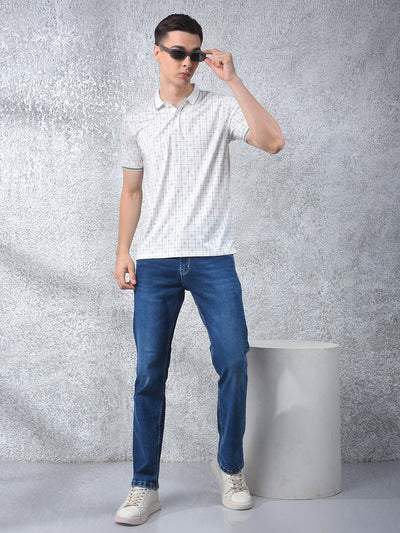 White Printed Polo Neck T-Shirt