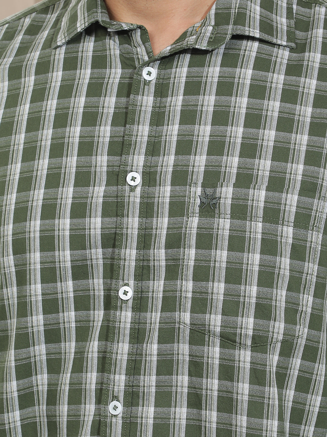 Green 100% Cotton Checked Shirt