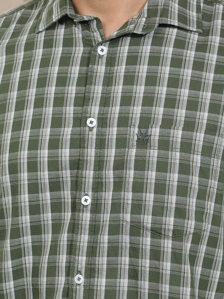 Green 100% Cotton Checked Shirt