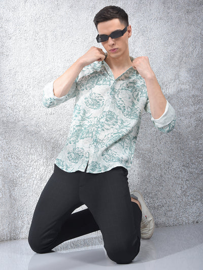 Green Floral Print Kurta-Men Kurtas-Crimsoune Club