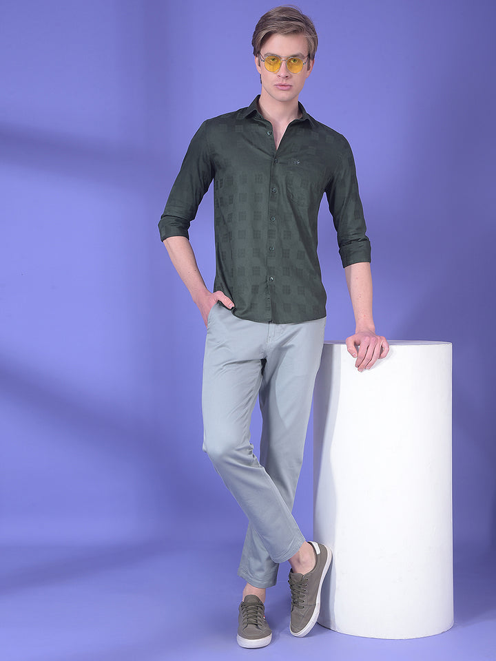 Green Jacquard 100% Cotton Shirt