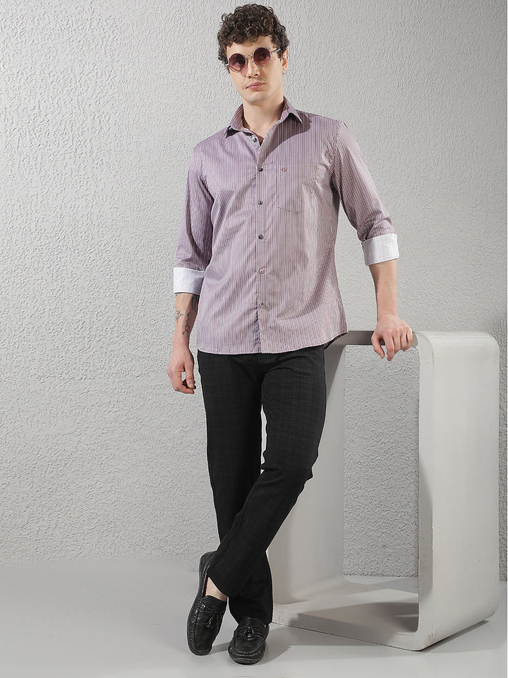 Purple Vertical Stripes Shirt