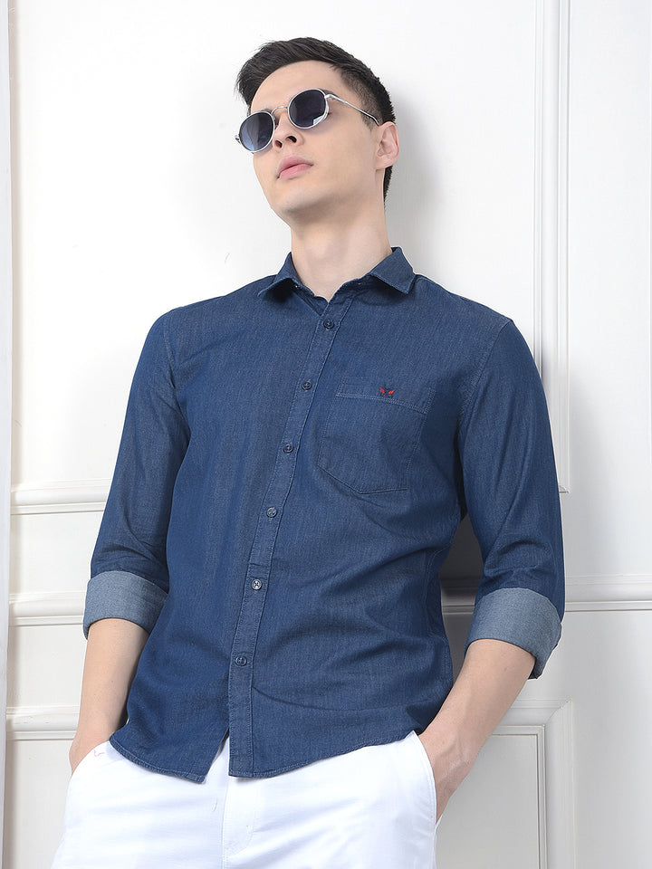 Blue 100% Cotton Denim Shirt