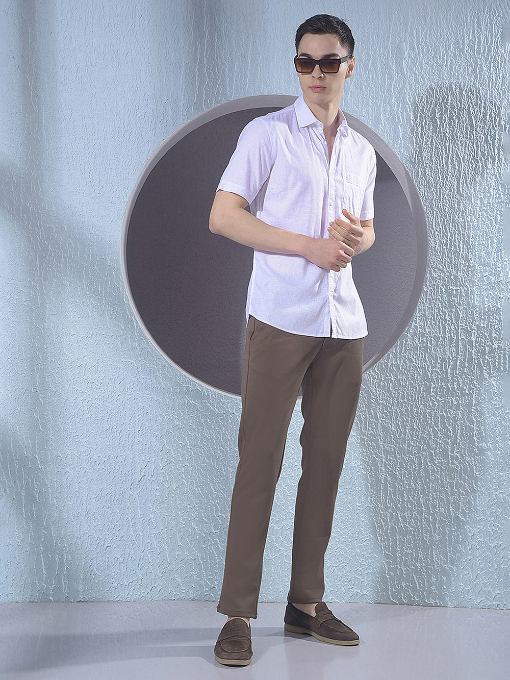 Brown Printed Knitted Trousers