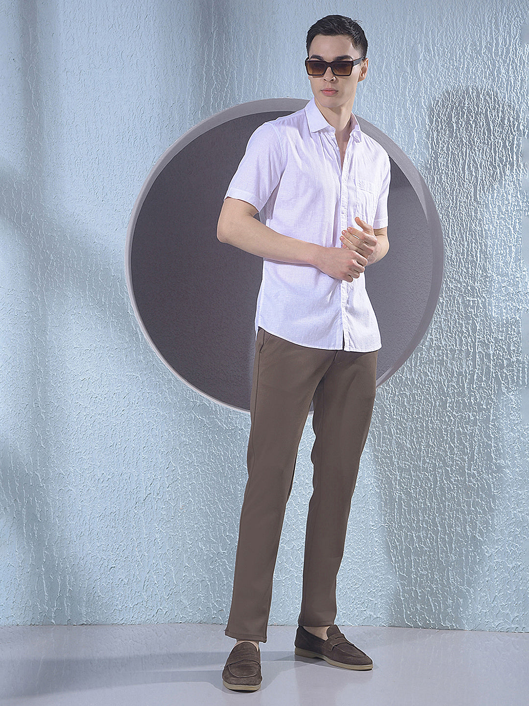 Brown Printed Knitted Trousers