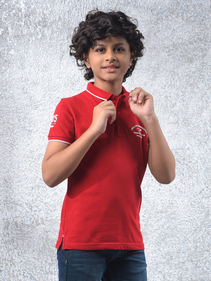 Pure Current Red Polo Neck T-Shirt