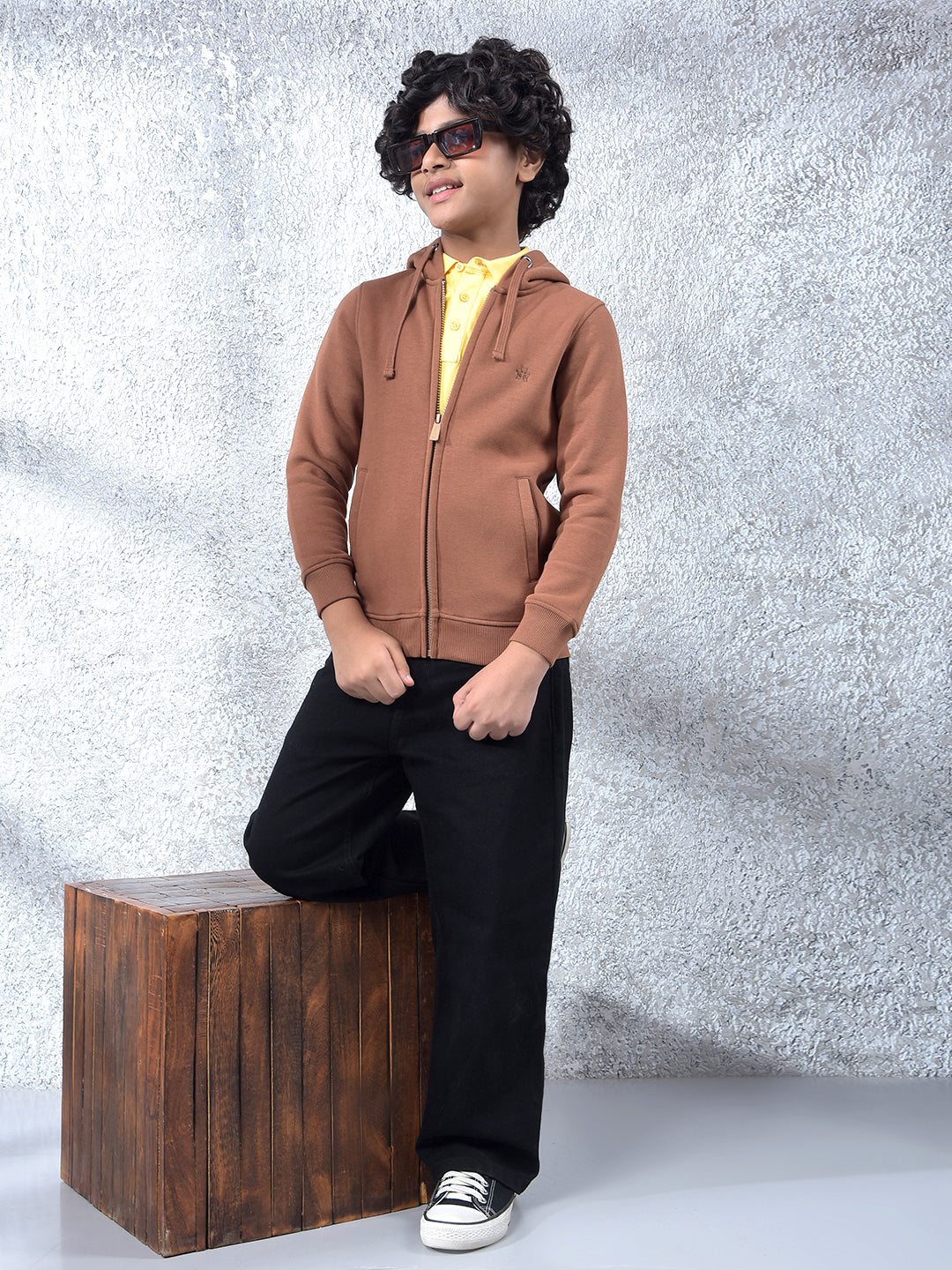 Brown Hooded Neck Sweatshirt