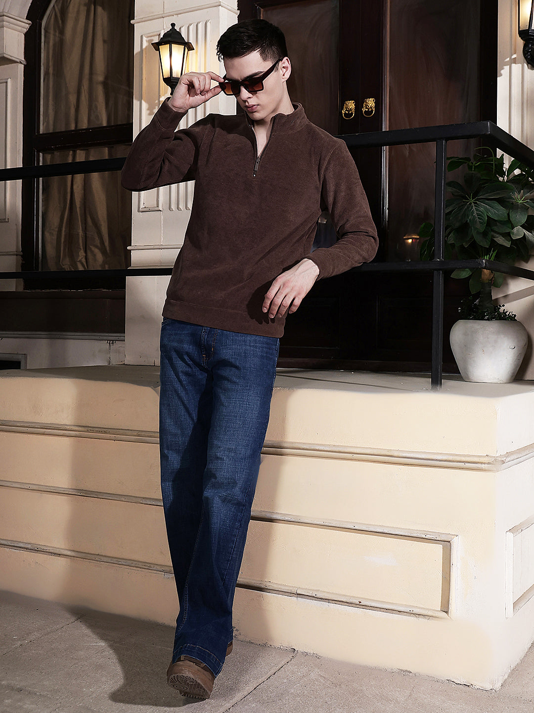 Brown High Neck Sweatshirt
