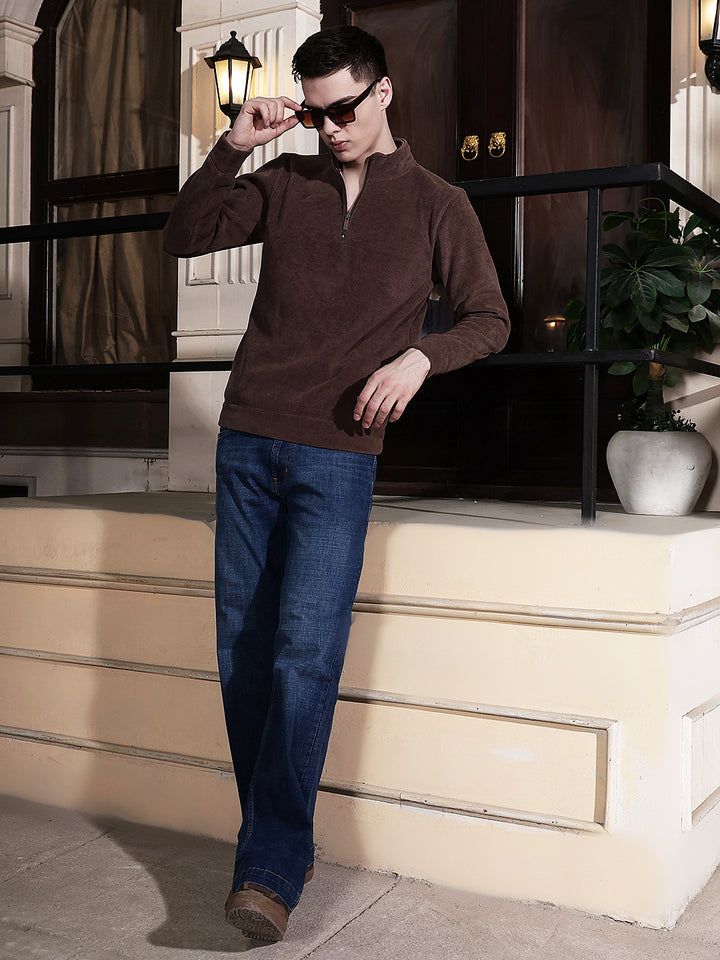 Brown High Neck Sweatshirt