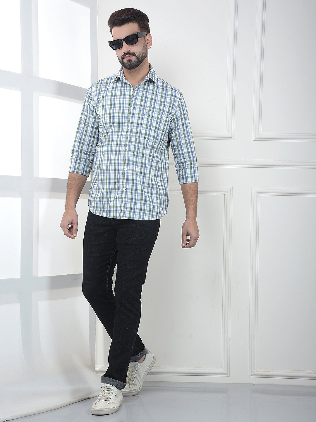 Eucalyptus Green Checked 100% Cotton Shirt
