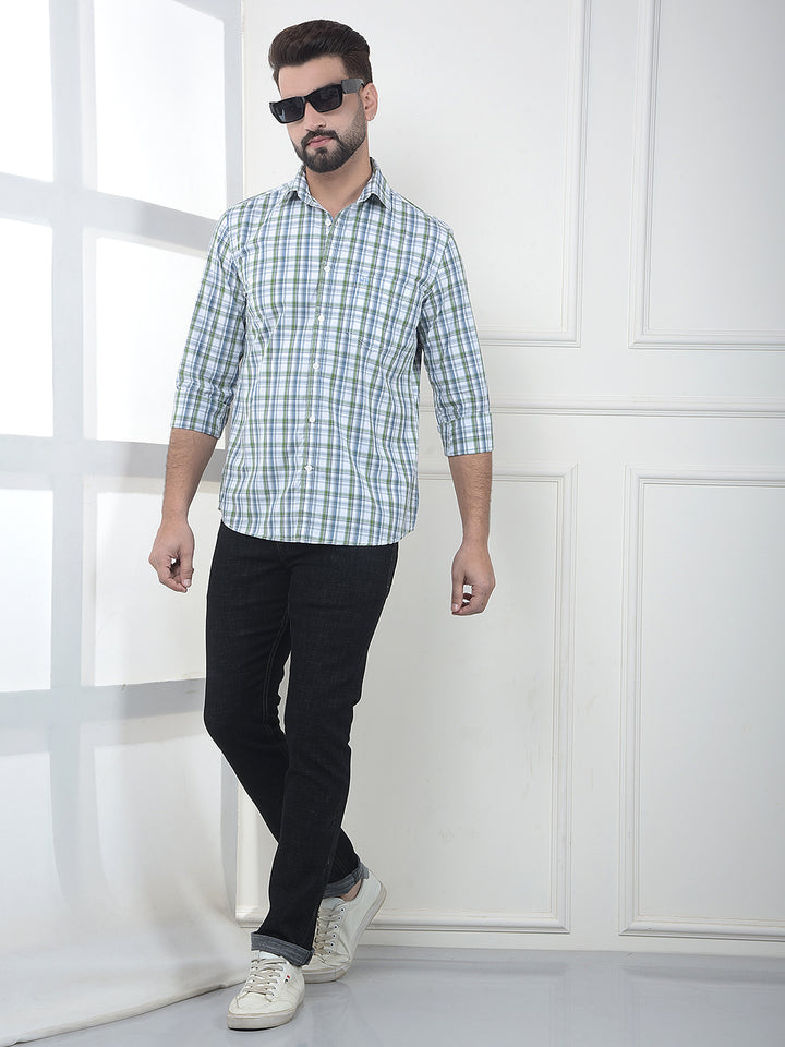 Eucalyptus Green Checked 100% Cotton Shirt