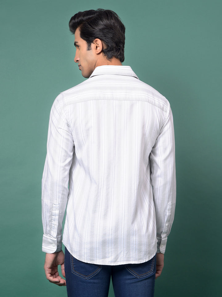 Green Vertical Stripes 100% Cotton Shirt-Men Shirts-Crimsoune Club