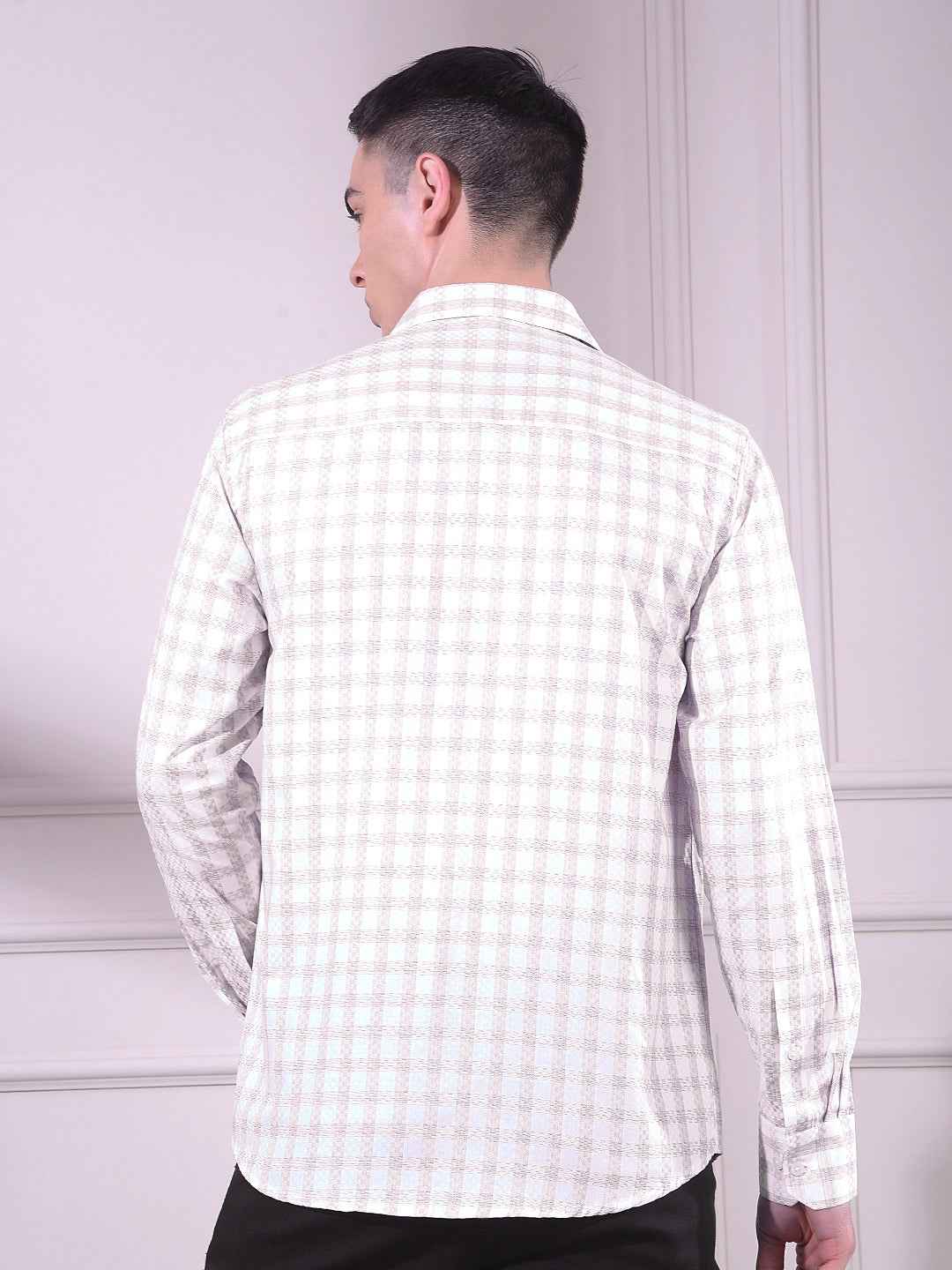 Brown Checked 100% Cotton Shirt