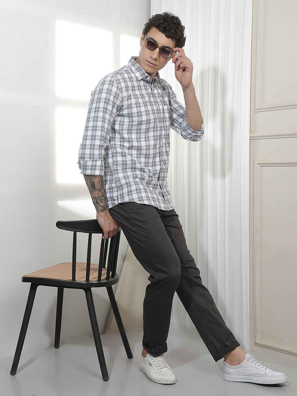 Green Checked 100% Cotton Shirt