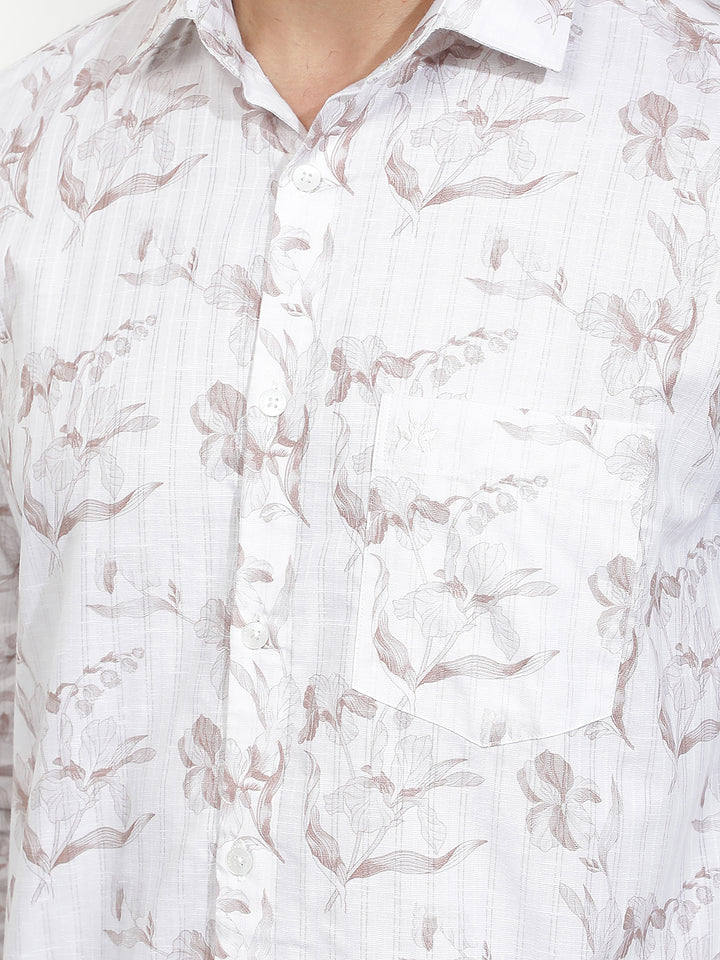 White Floral Print Shirt