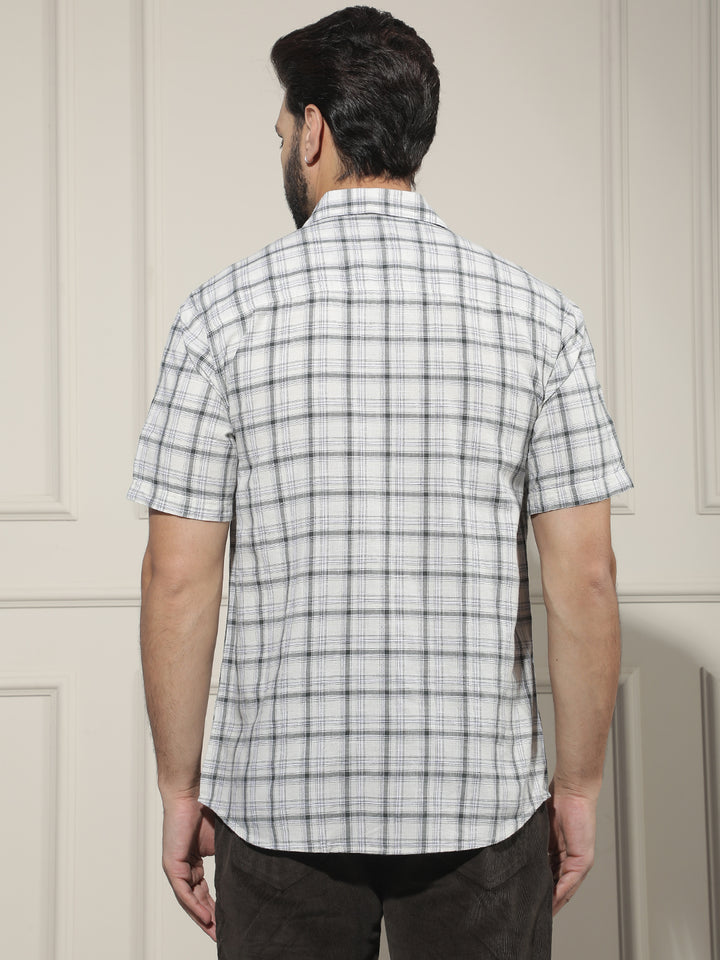 White Checked Linen Shirt