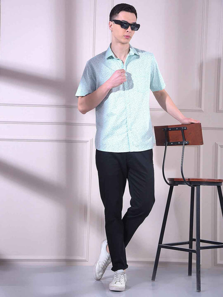 Green Botanical Print Shirt