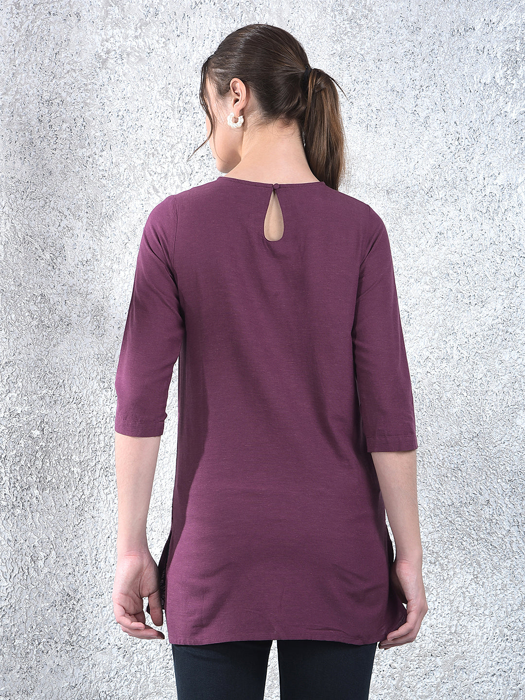 Purple Floral Embroidered Top