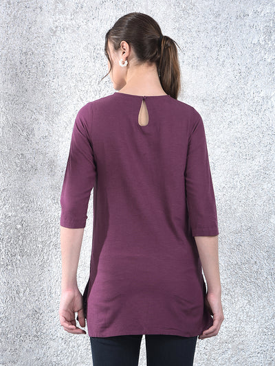 Purple Floral Embroidered Top