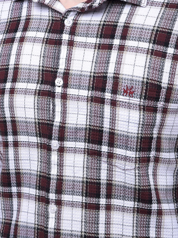 Wine Checked 100% Cotton Shirt