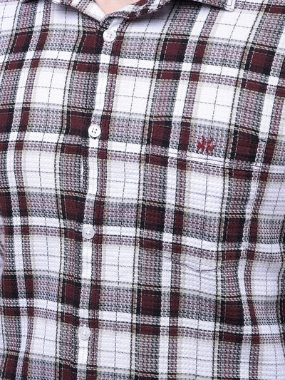 Wine Checked 100% Cotton Shirt