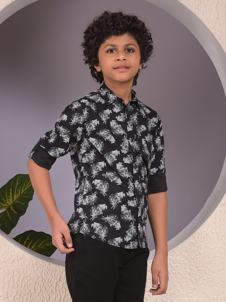 Black Floral Print Shirt