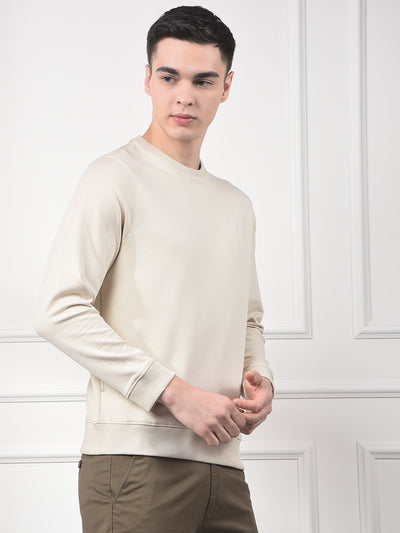 Beige Typographic Print Sweatshirt