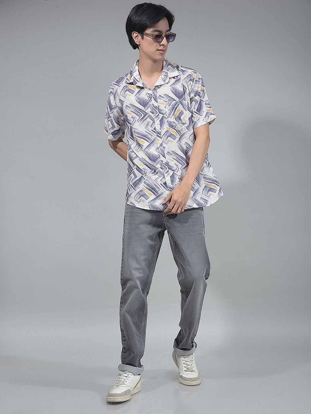 Purple Print Detailed Shirt