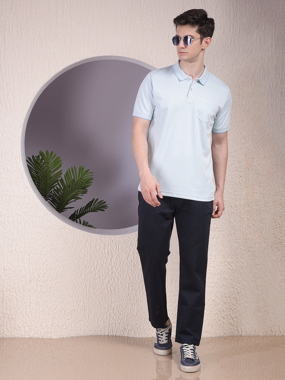 Blue Polo-Neck T-Shirt