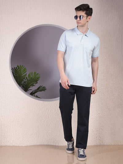 Blue Polo-Neck T-Shirt